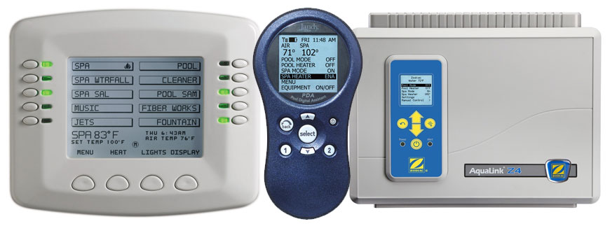 Various swimming pool system computers and automation devices manufactured by Jandy, Pentair, and Zodiac