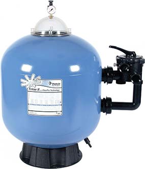 Side-mounted swimming pool filter manufactured by Pentair