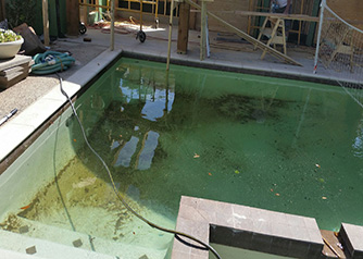 construction in backyard which went into pool