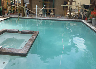 construction in backyard which went into pool