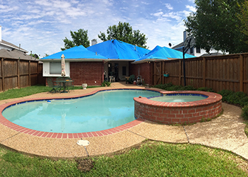 after image of a much cleaner pool which had flower beds washed into from heavy rain