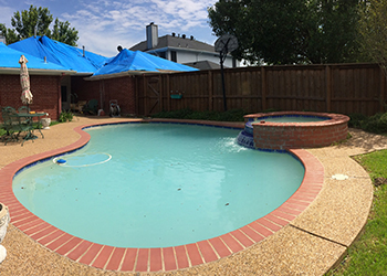 another after image of a much cleaner pool which had flower beds washed into from heavy rain