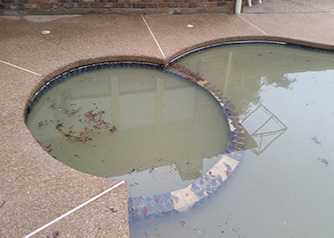 Heavy rains caused pool to wash in