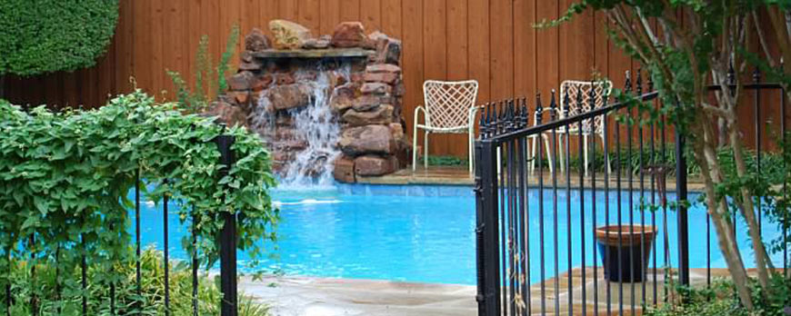 the stone work around the edge of the pool is complete after repairs